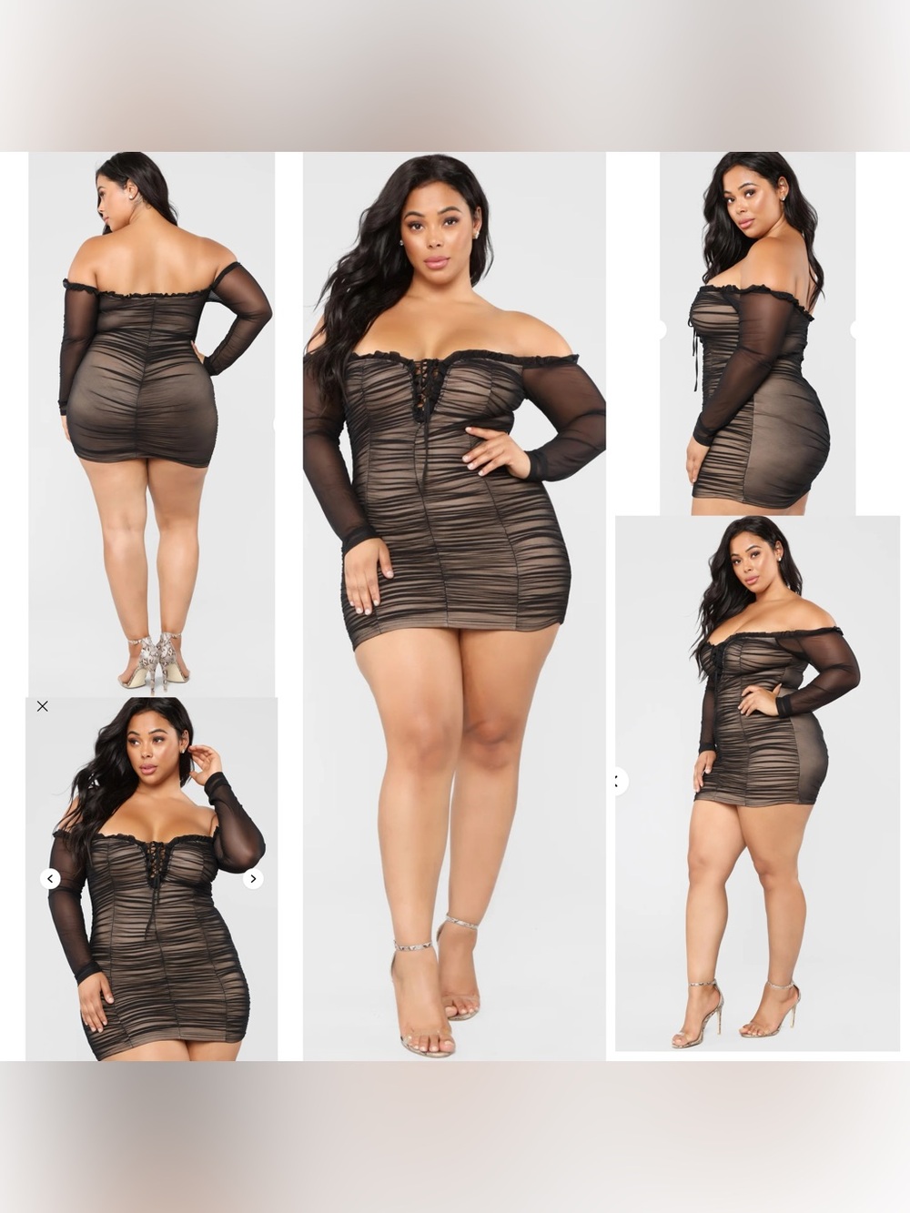 Fashion Nova Maura Ruched Mesh Mini Dress Off-Shoulder 2XL